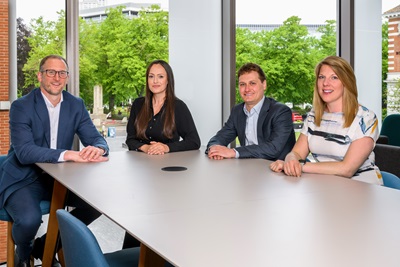 Image 1 (from left to right): Alex Milne (corporate finance partner), Gemma Legg (corporate finance partner), Max Whitehead (corporate finance director) and Natalie Stacey (corporate finance director) in Reading.